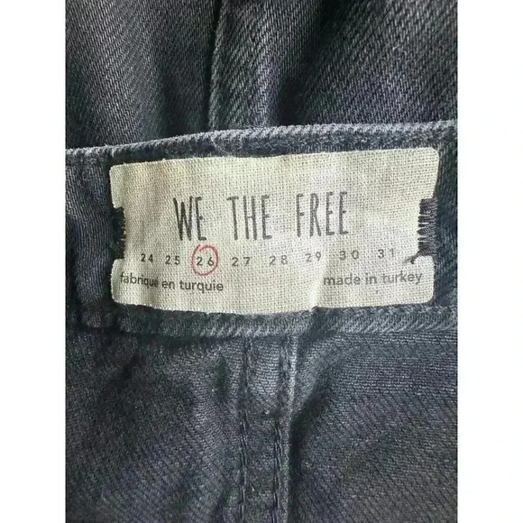 Free People Black Distressed Denim A-Line Mini Skirt Button Fly Sz 26 - Picture 6 of 7